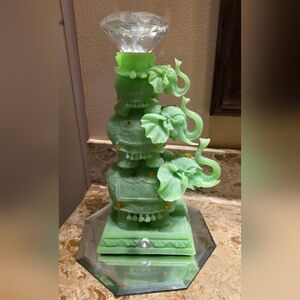 Stacked Elephant Accent Statue in Light Green with Gold Accents - Brand Unknown
